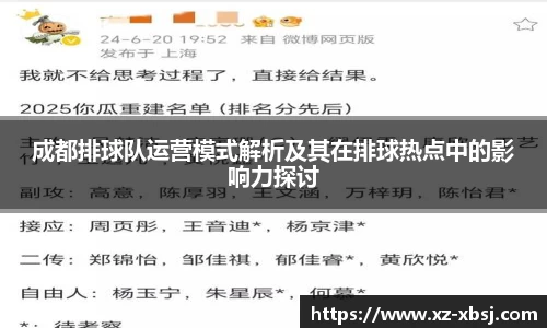 成都排球队运营模式解析及其在排球热点中的影响力探讨