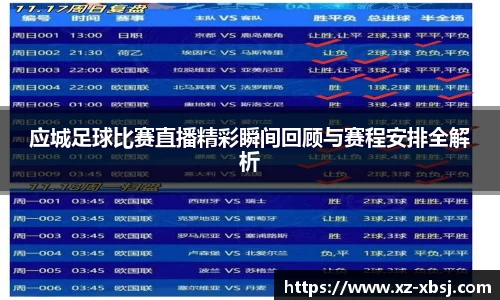 应城足球比赛直播精彩瞬间回顾与赛程安排全解析