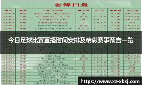 今日足球比赛直播时间安排及精彩赛事预告一览