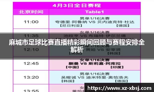 麻城市足球比赛直播精彩瞬间回顾与赛程安排全解析