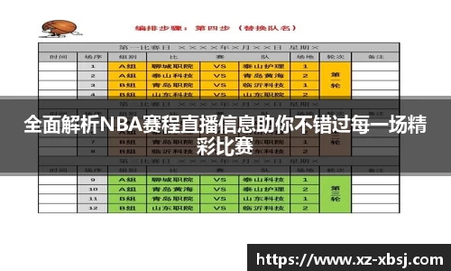 全面解析NBA赛程直播信息助你不错过每一场精彩比赛